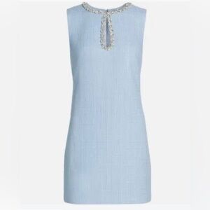 Milly Eden Bouclé Crystal Keyhole Mini Dress - Ice Blue - Size 4